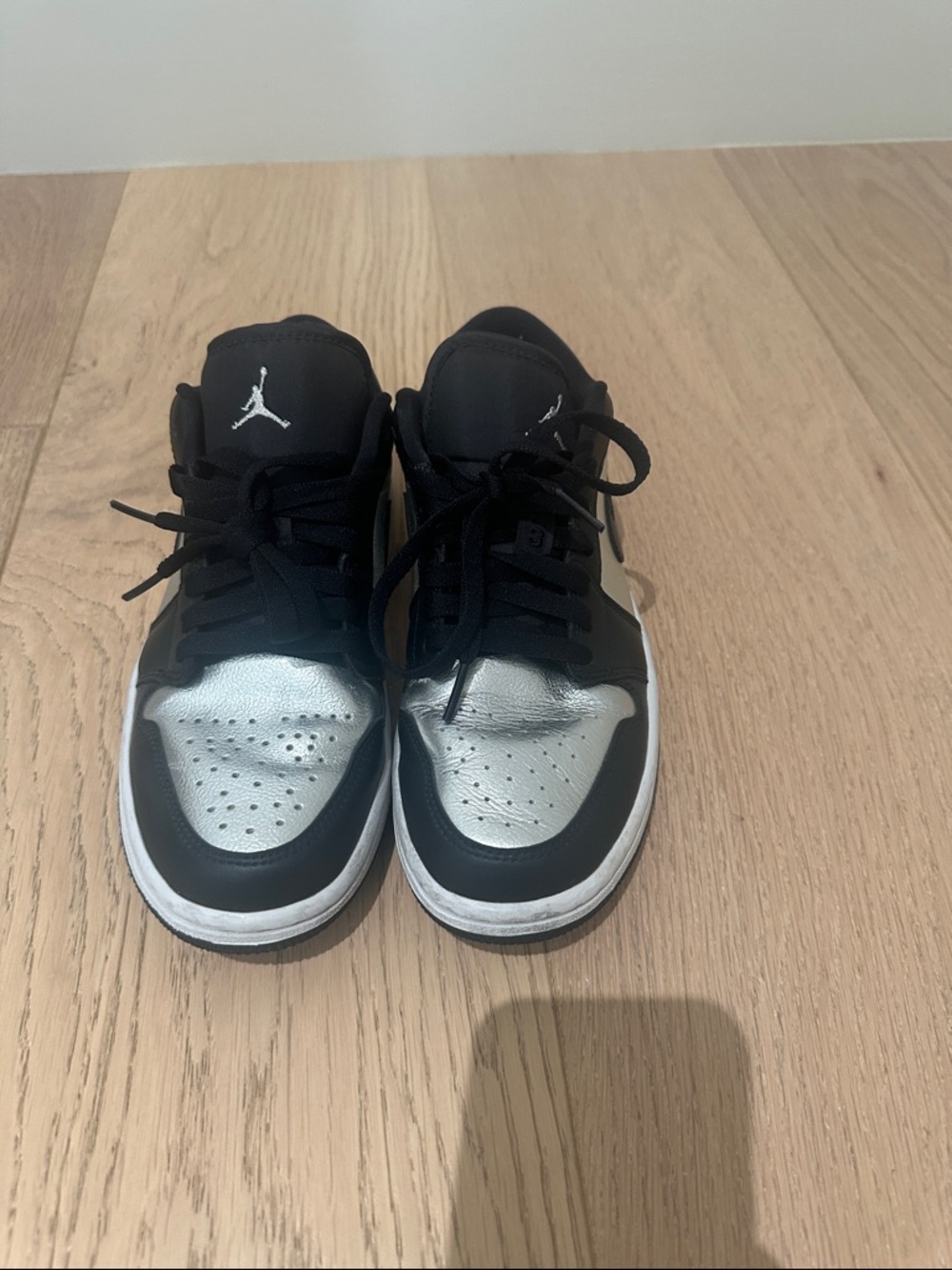 Jordan Low-Top Sneakers in Black and Metallic Silver
